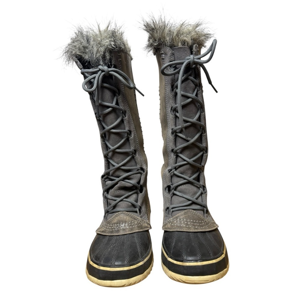 Sorel Cate The Great Tall Waterproof Leather Winter Snow Boots Wmn’s Size 6 Grey - Picture 5 of 12